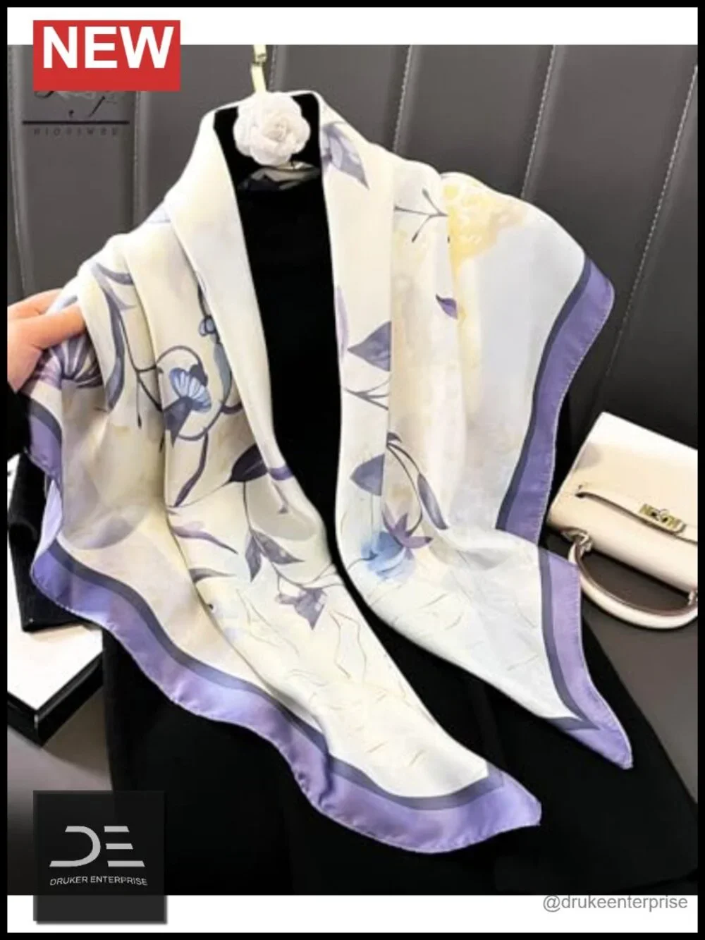 Large Square Satin Head Scarf for Women 35